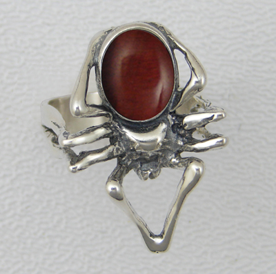 Sterling Silver Spider Ring With Red Tiger Eye Size 12 Sterling Silver Spider Ring With Red Tiger Eye Size 12